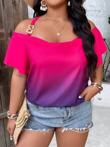 Calvaya 大碼漸層鏈條細節挖肩襯衫 - 彩色 - 查看 3