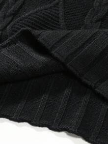 Aesthetic Post 男士V領扭結針織背心 - 黑色 - 查看 7