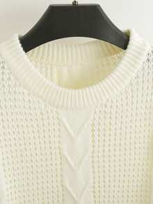 Manfinity Homme Nam Tay áo dài Cổ thuyền viên Áo len - trắng - Xem 5