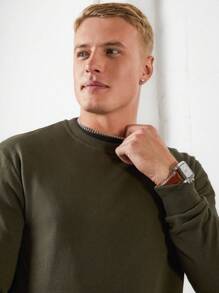 RueChic Men Letter Graphic Sweatshirt - Army Green - View 5