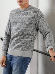 RueChic Homme Pull En Maille Chinée - Gris - Voir 1