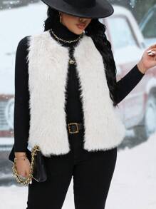 Celure 大尺碼女款無袖抓絨背心保暖 - 杏色 - 查看 4