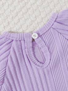 SHEIN 2pcs/set Comfortable Casual Daily Wear Warm Outfit For Baby Girls - Purple - View 8