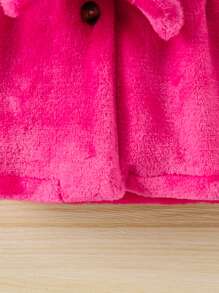 SHEIN Manteau doublé thermique épaissi pour jeune fille avec ceinture, décontracté et , tout-aller pour l'automne ou l'hiver, idéal pour les vacances - Rose vif - Voir 5