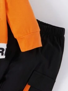 Em bé Con trai Lá thư Vá lại áo có mũ Áo len Và Quần Bộ - trái cam - Xem 4