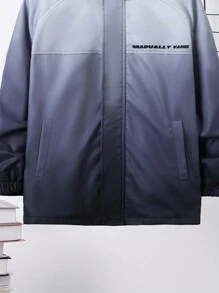 SHEIN Tween Boy 1pc Ombre Letter Graphic Raglan Sleeve Hooded Coat - Black - View 6