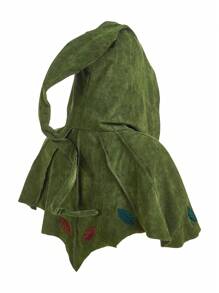 ROMWE Fairycore 葉子刺繡短款服飾連帽披肩 - 軍綠色 - 查看 4