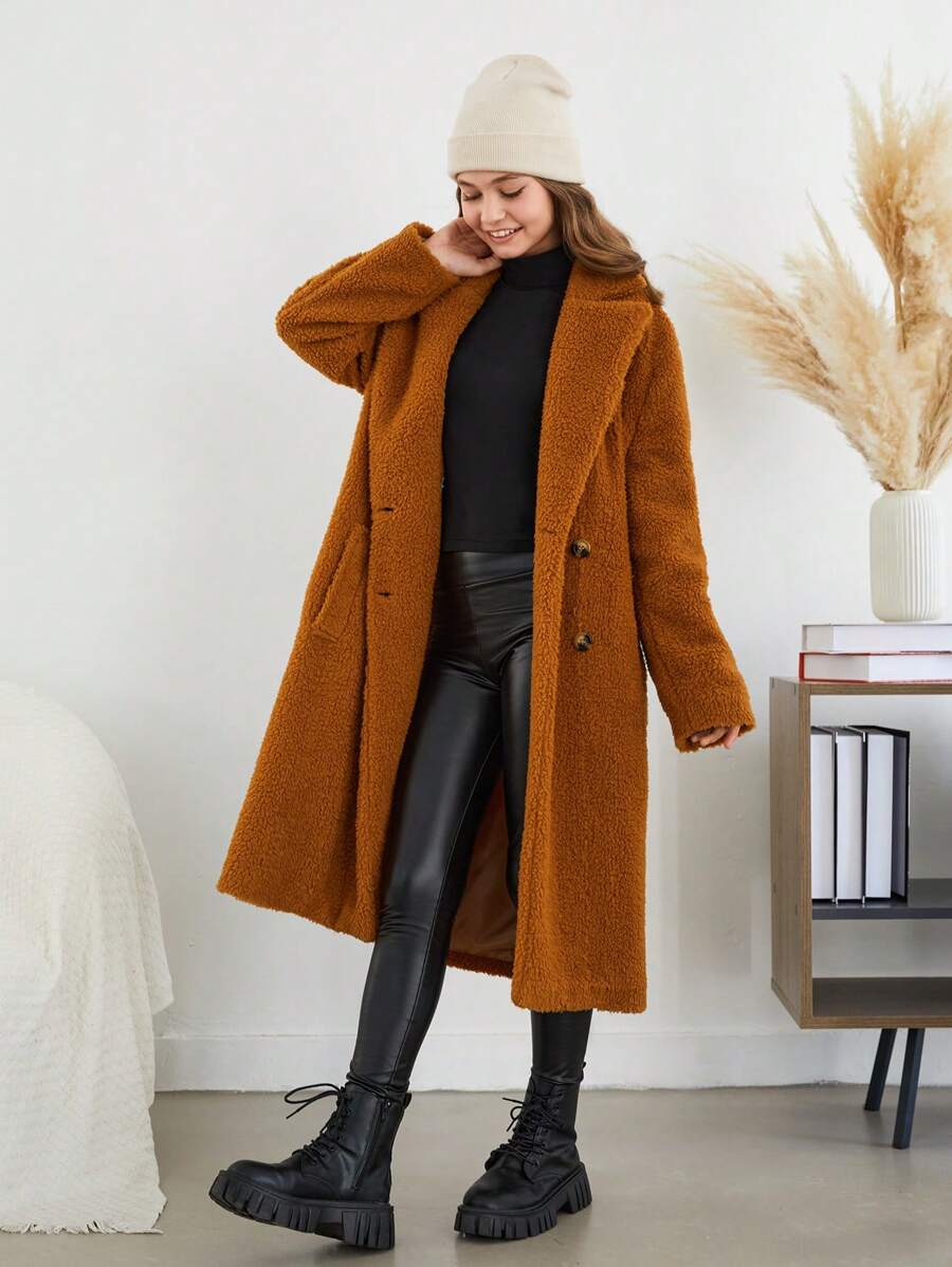 RueChic Teen Girls' Teddy Fleece Jacket - Camel - View 1