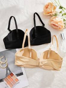 2入組女性素色質感紋理織物胸罩 - 彩色 - 查看 7