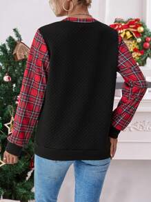 SHEIN LUNE 女士格子套头卫衣（颜色随机）秋季款 - 彩色 - 查看 2