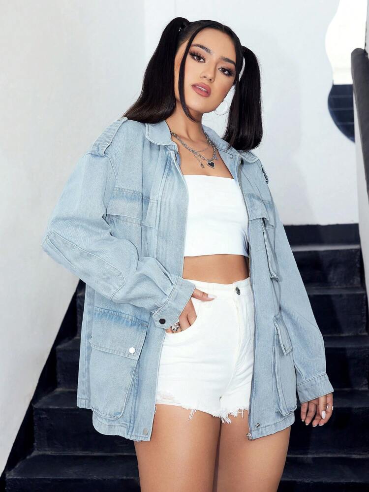 Women'S Drop Shoulder Denim Jacket