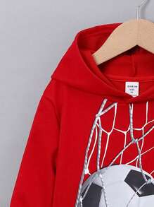 SHEIN Young Boy Soccer & Letter Graphic Sweatshirt - Red - View 5