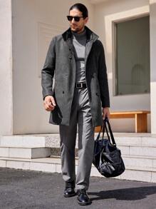 Manfinity VCAY Men's Front Button Long Sleeve Pocket Casual Jacket - Dark Grey - View 6