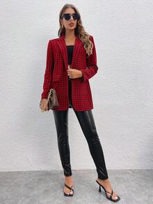 SHEIN Essnce 女士西裝外套 - 紅色 - 查看 4