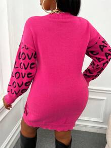 Slaydiva Hơn Tất cả Mẫu chữ Thả vai Đầm Áo len - Màu Hồng Tươi - Xem 2