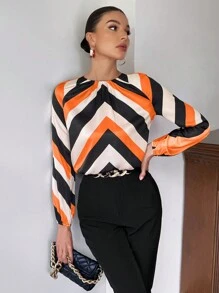 SHEIN Privé 女性魚骨圖案襯衫 - 彩色 - 查看 4