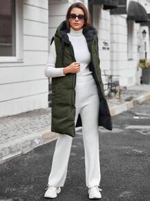 EURMUSE Zipper Front Hooded Padded Jacket - Multicolor - View 5