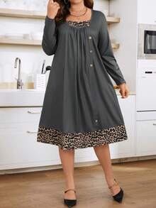 Calvaya 撞色豹紋羈扣細節連身裙 - 彩色 - 查看 3