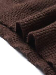 Aesthetic Post 男士字母落肩毛衣、男士棕色毛衣、男士图案毛衣、棕色针织毛衣、男士图案印花毛衣、男士针织衫 - 咖啡棕 - 查看 5