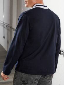 RueChic Men's Letter Print Sweatshirt - Navy Blue - View 2