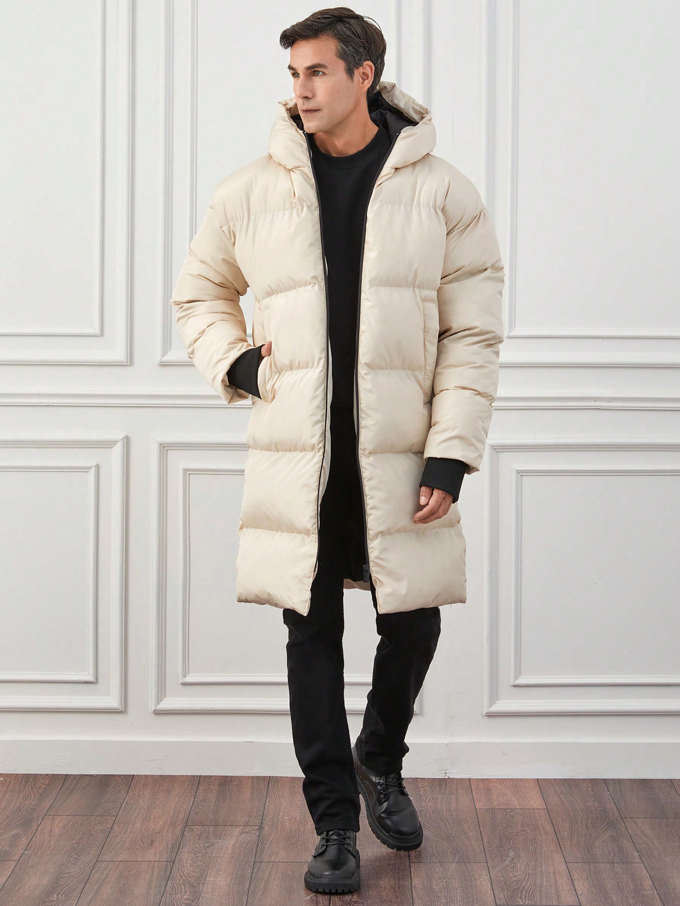 Manfinity Homme Men'S Long Hooded Padded Coat For Warmth SHEIN USA