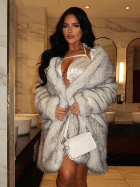 SHEIN SXY Manteau foncé ouvert et doux pour l'automne et l'hiver