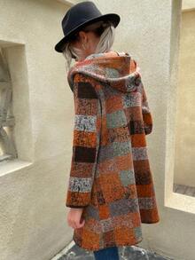 Mulvari Plaid Pattern Hooded Jacket - Orange - View 2