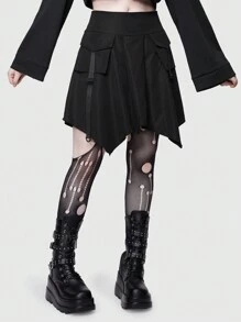 ROMWE Avant Women's Gothic Style Utility Skirt - Black - View 4