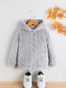 SHEIN 男童纯色泰迪熊卫衣 - 灰色 - 查看 1