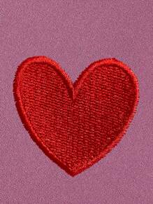 INAWLY Sudadera Con Cuello Redondo Y Patrón De Corazón - Lila Púrpura - Ver 8