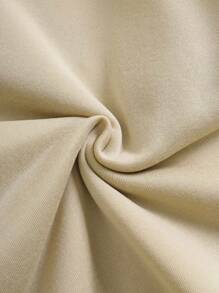 SHEIN Essnce 女款標語印花落肩套頭衫 - 杏色 - 查看 3