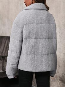 SHEIN Unity Abrigo Con Hombros Caídos Y Bolsillo Oblicuo - Gris - Ver 2