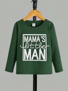 SHEIN Chàng trai trẻ Đồ họa Chữ cái Áo thun - Màu xanh lá cây đậm - Xem 5