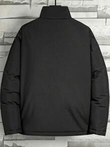 Manfinity Homme Men Flap Pocket Zip Up Padded Coat Without Sweater - Black - View 2