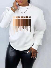 INAWLY Quý cô Hình trái tim Mẫu Áo nỉ - trắng - Xem 1
