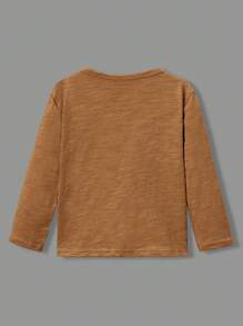 Young Boy Casual Comfortable Button-Up Solid Color Long Sleeve T-Shirt - Multicolor - View 11
