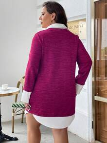 SHEIN Essnce Hơn 2 trong1 Đầm Tunic - Màu đỏ tím - Xem 2