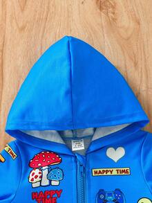 Graffiti Style Hooded Sweatshirt And Pants Streetwear Fashion Baby Boy Outfit Set - Multicolor - View 3