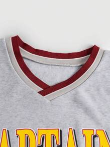 Flirla Plus Size Women's Letter Print Fleece Pullover Sweatshirt Fall - Grey - View 5