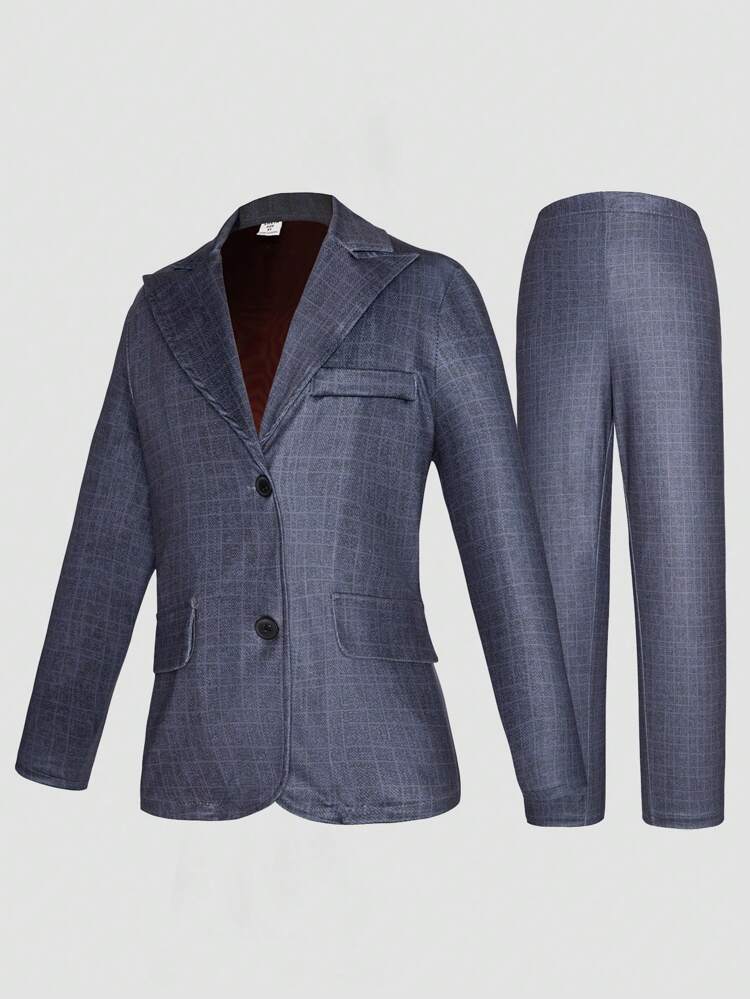 2pcs/set Boys' Gentleman Suit Set With Long Pants, Deep Gray, For Parties, Performance, Birthdays, Weddings, Evening Parties