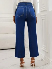 SHEIN Privé Solid Color Straight Leg Jeans