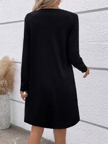 SHEIN LUNE 女性撞色鈕扣裝飾的洋裝 - 彩色 - 查看 2