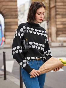 SHEIN Frenchy Women's Heart Pattern Sweater