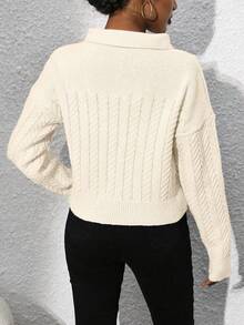 Sencillo Suéter De Cuello Redondo De Ajuste Ceñido - Albaricoque - Ver 2