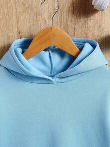 SHEIN Áo sweatshirt tay rớt vai in họa tiết hoa và khẩu hiệu dành cho bé gái - Màu xanh nhạt - Xem 5