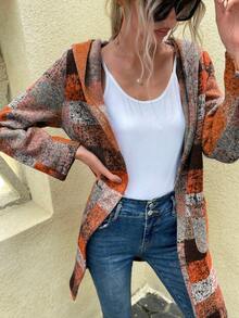 Mulvari Plaid Pattern Hooded Jacket - Orange - View 5