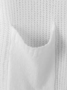 SHEIN LUNE Áo khoác cardigan trễ vai cỡ lớn có hai túi dành cho nữ, dùng cho mùa đông - trắng - Xem 4