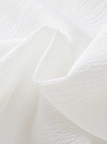 SHEIN 少女時裝A字裙連蝴蝶結、長袖和圓領 - 白色 - 查看 3