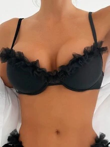 SHEIN Swim Bộ bikini thắt nút lưới chi tiết đi biển mùa hè - màu đen - Xem 4