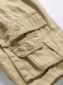 Manfinity Homme Men's Cargo Shorts With Belt - Khaki - View 5